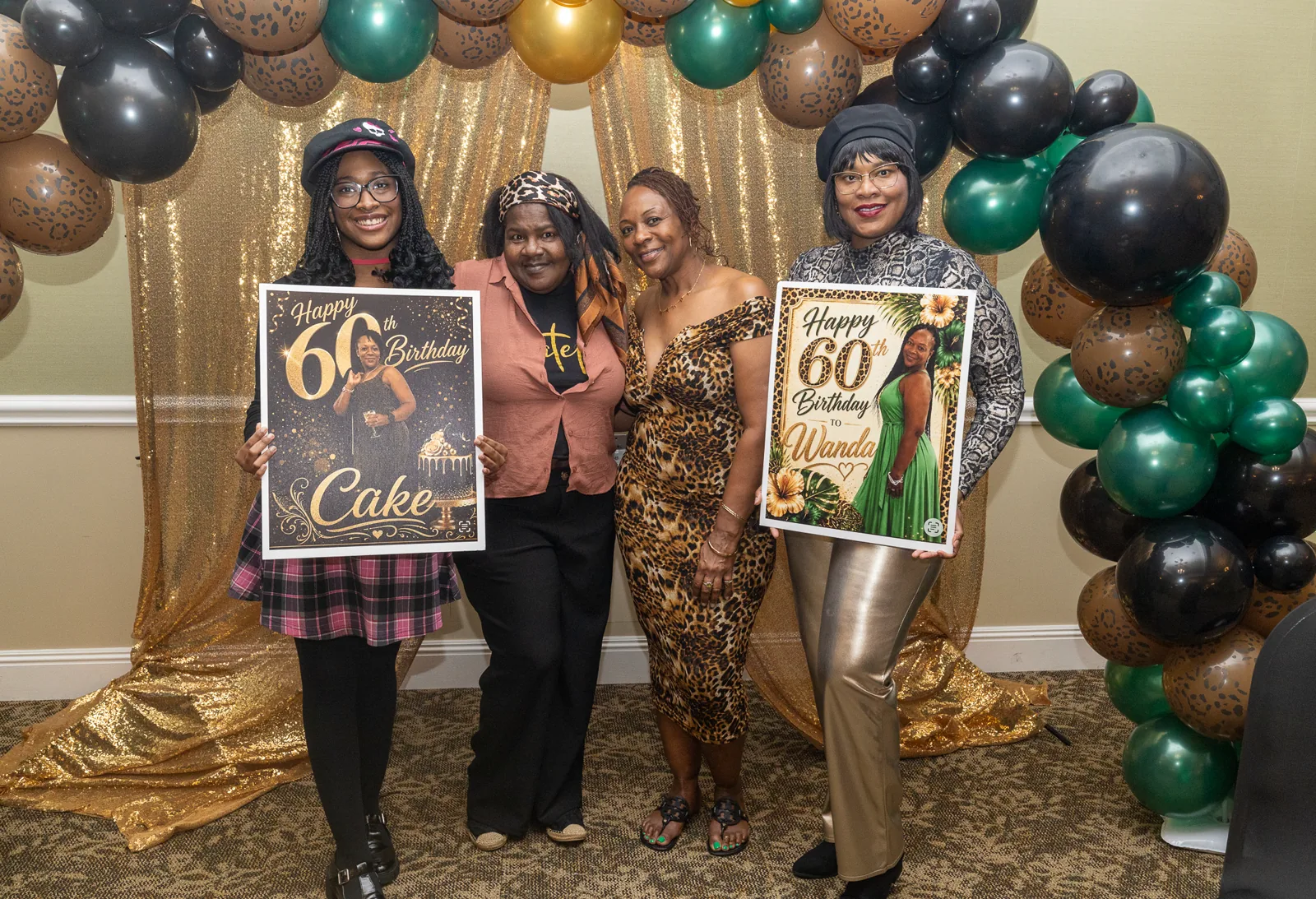 Guests posing together at a birthday celebration