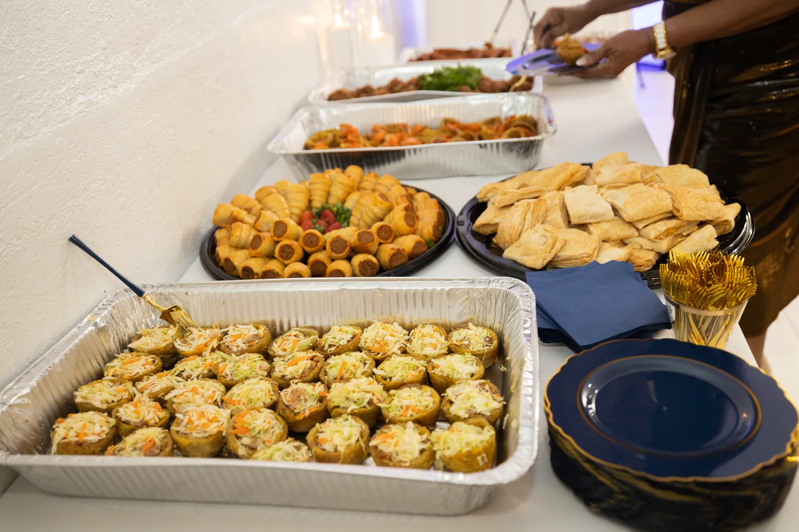 Catered appetizers prepared for event guests