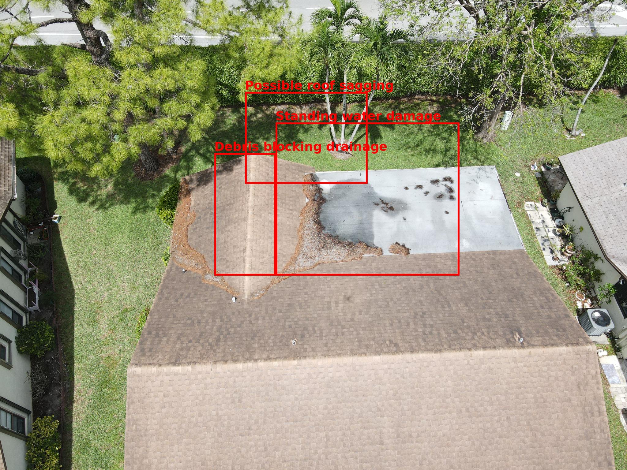 Annotated roof inspection example